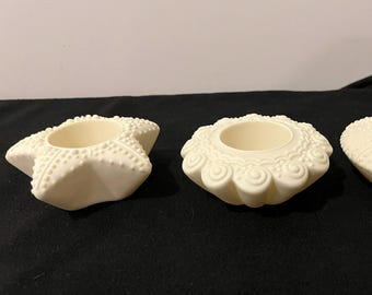 Vintage PartyLite Meeresbewohner im Ruhestand, 3er Set Porzellan Teelichtkerzenhalter, Seestern, Ozeanwelle & Seeigel NIB