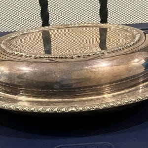 Vintage Silver Plated Oval Covered Serving Dish with Handles