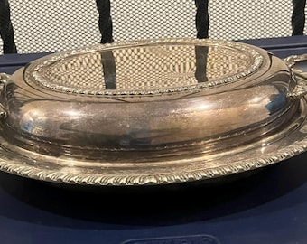 Vintage Sheridan Silver Plated Oval Serving Dish With Handled