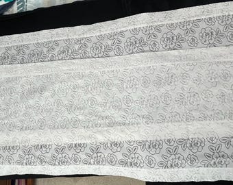 Valance Pair, Flowered White Lace