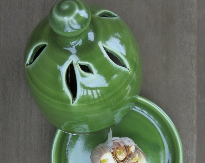 Green Ceramic Garlic Roaster Garlic Baker Garlic Cooker Etsy