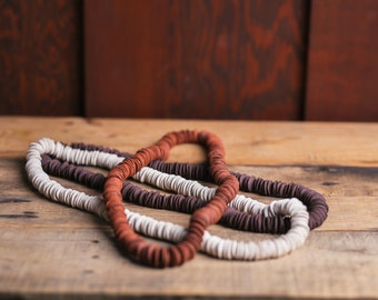 Necklace Handmade Ceramic Clay Beads, Natural Clay Colors Brown, Red and White, Pottery One of a Kind Jewelry by Licia Lucas Pfadt