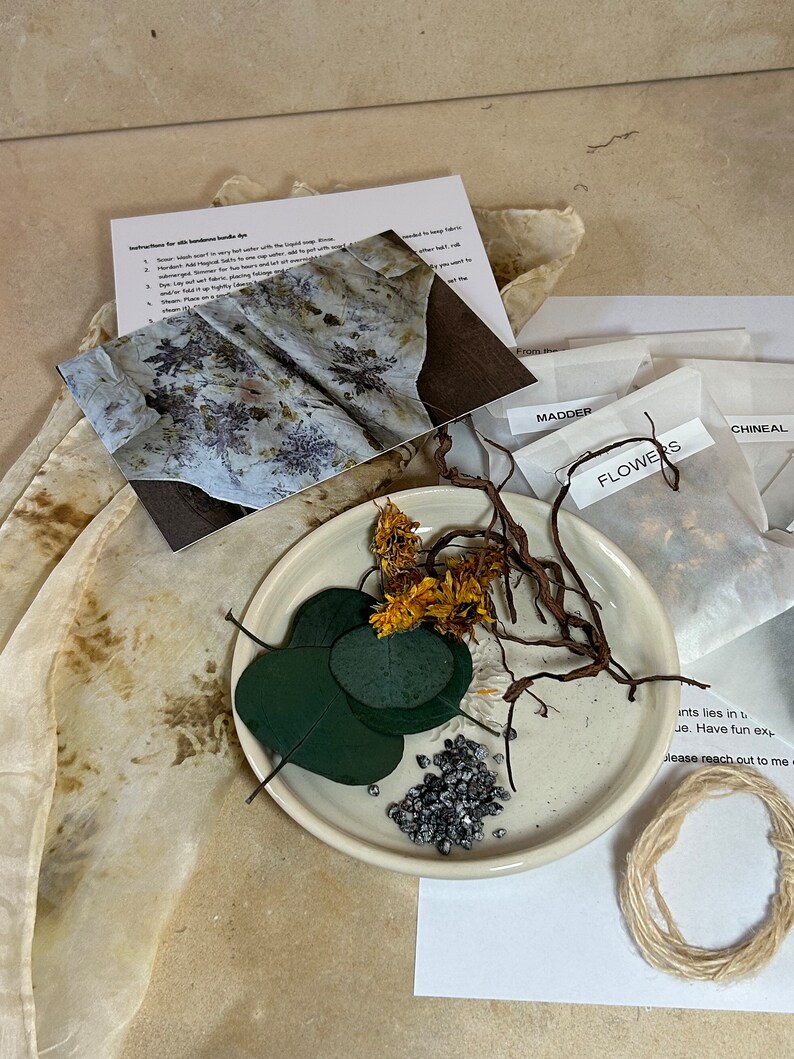 DIY Eco Print Natural Bundle Dye Kit for Booklet or Silk Scarf, Make Your Own Art Journal or Bandanna, Arts and Crafts by Licia Lucas Pfadt image 7