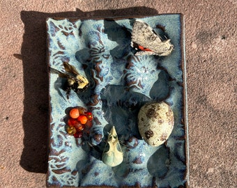 Mini Ceramic Quail Egg Tray, Small Treasure Tray, Egg Holder, Plate Jewelry Dish Easter Home Decor, Handmade Pottery by Licia Lucas Pfadt