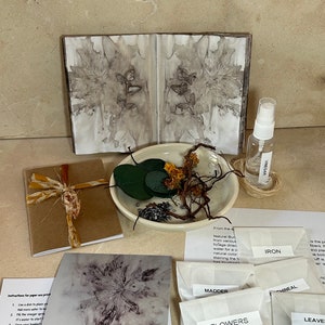 DIY Eco Print Natural Bundle Dye Kit for Booklet or Silk Scarf, Make Your Own Art Journal or Bandanna, Arts and Crafts by Licia Lucas Pfadt image 4