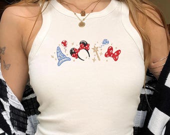 Embroidered Magical Minnie Bow Ears Baby Tee, Disney Sorcerer Magic Kingdom WDW Disneyland Embroidery Shirt