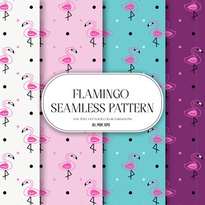 Flamingo Seamless Pattern | Tropical Pink Bird Repeat Fabric Design (Digital Download)