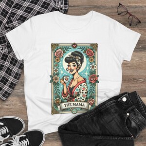Camiseta con estampado de la carta del Tarot de Mamá para mujer, camiseta floral vintage, regalo para mamás, estilo para el Día de la Madre, ropa informal, perfecta para amantes de las cartas del Tarot.