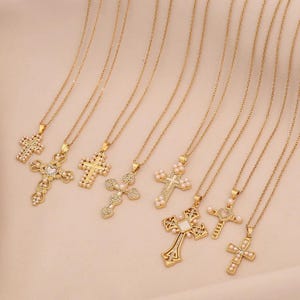 Dainty Cross Pearl Necklace: Faith Jewelry Gift