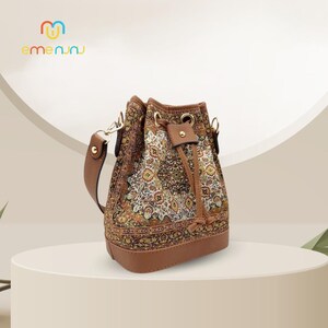 Sac seau brodé turc, sac à main turc vintage, sac fait main pour femme turque, sac seau en cuir, sac turc de luxe, cadeau petite amie