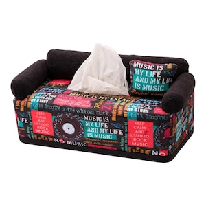 Music Sofa Tissue Box Cover: Handmade Rectangular Decor