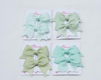 Mint Baby Bow Hair Clips: Fine Hair, Toddler Fringe (Set of 2)