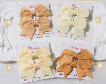 2er Set Mini Baby Bow Haarspangen | Feines Haar, Gelb Ton