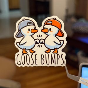 Goose Bumps Sticker - Vinyl Sticker für Wasserflaschen, Laptops & Journals |Lustiger Punny Tier-Aufkleber | Wasserdichter ästhetischer Gänseaufkleber