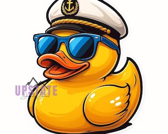 Arte imprimible del Capitán Pato, descarga digital, arte mural de pato de goma náutico