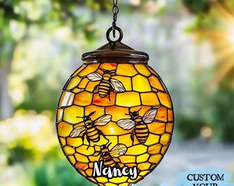 Bij namaak ACRYL zonnevanger, honingbij acryl raam hangend, tuindecor cadeau, namaak acryl glas-in-lood bij ornament, natuurliefhebber cadeau - België