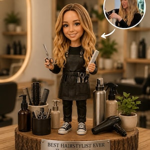 Personalized Hairstylist Wooden Table Block, Custom Salon Decor Gift, Hairdresser Photo Keepsake With Custom Text
