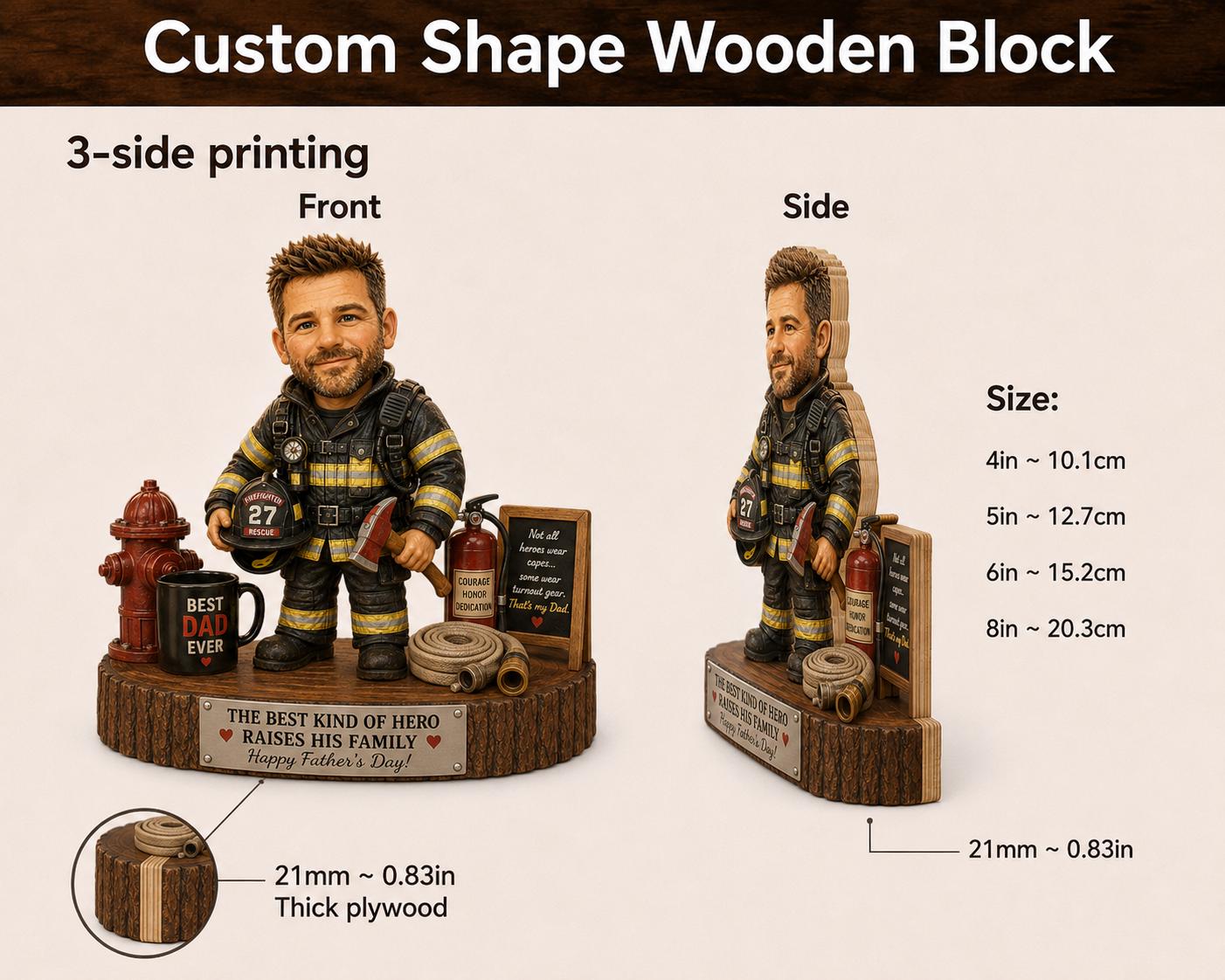 Firefighter Pool Table Personalized Firefighter Wooden Table Block, Custom Photo Hero Gift ...