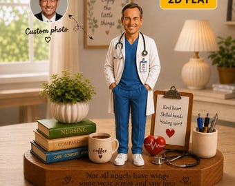 Personalized Doctor Figurine, Custom Photo Doctor Desk Decor, Medical Graduation Gift, Physician Appreciation Gift, Healthcare Worker Decor