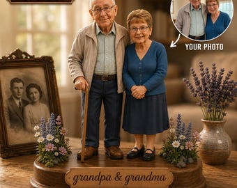 Personalized Grandparents Figurine From Photo, Grandpa And Grandma Sculpture, Unique Gift For Grandparents Day, Memorial Keepsake