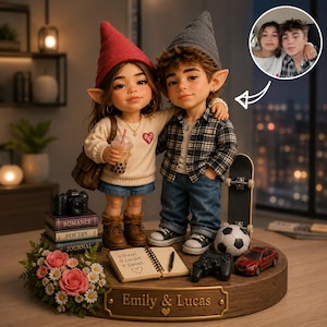 Personalized Gnome Couple Figurine Custom Lover Gift, Anniversary Present, Engagement Keepsake, Unique Relationship Decor