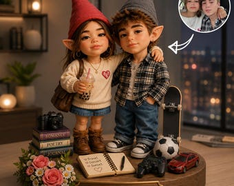 Personalized Gnome Couple Figurine Custom Lover Gift, Anniversary Present, Engagement Keepsake, Unique Relationship Decor