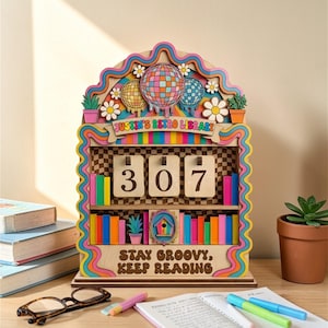 Dopamin Dekor Gewelltes Schachbrettmuster Book Tracker Regal | Farbenfroher Leseschalter