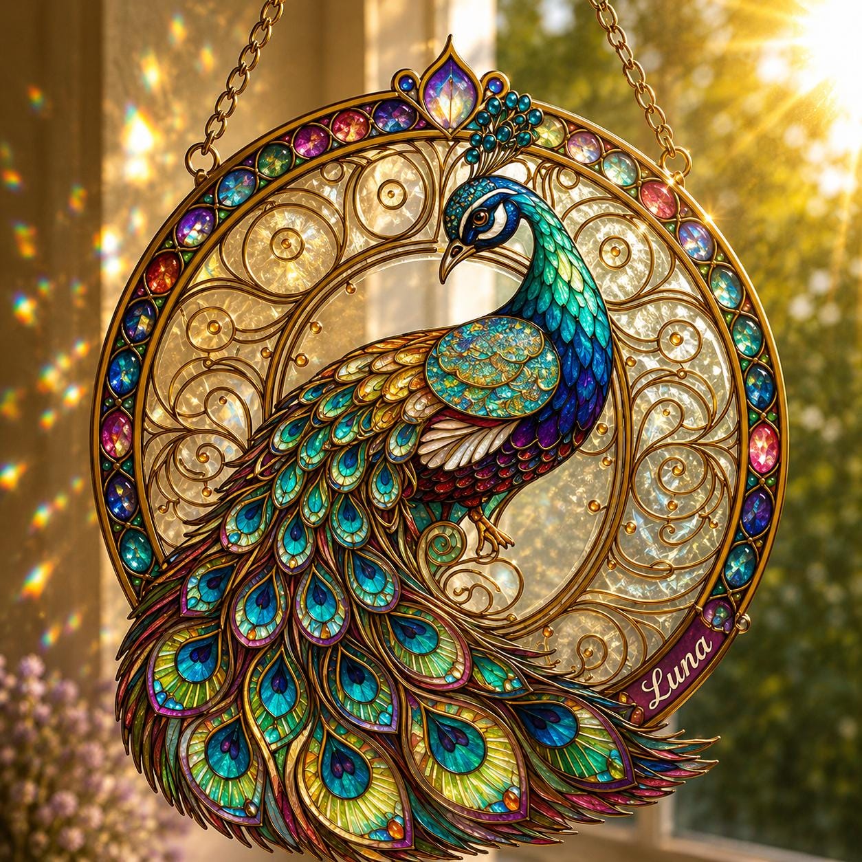 Peacock Stained Glass Mirror - Etsy