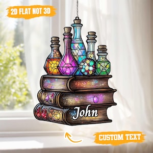 Witch Magic Potion ACRYLIC Suncatcher – Faux Stained Glass Window Hanging for Fantasy Decor & Gift for Witchy Book Lovers