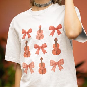 Violin Teacher Shirt,  Boho Coquette Womean T Shirt, Cello Lover Music Tee, Musical Instrument Top, Orchestra Tshirt, Retro Clothing T-Shirt