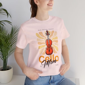 Cello Lover Music Teacher T-Shirt, Big Violin Tee, Musical Instrument Top, Cellist Gifts for Mom Shirt, Orchestra Tshirt, Musician Clothing