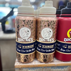 Buc-ees 32oz Water Bottle, Surge Water Bottle, Bucees Tumbler, Gold Leopard Print, Coffee Mug, Coffee Cup, Christmas Gift, Stocking Stuffers