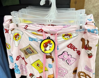 Buc-ee's Shorts, Pajama Shorts, Pink SNACKS PJ Shorts, pink pj’s, pink pajamas, Matching top available, Sizing info added*, Birthday Gift