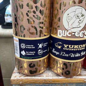 Buc-ees 32oz Water Bottle, Surge Water Bottle, Bucees Tumbler, Gold Leopard Print, Coffee Mug, Coffee Cup, Christmas Gift, Stocking Stuffers