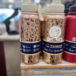 Buc-ees 32oz Water Bottle, Surge Water Bottle, Bucees Tumbler, Gold Leopard Print, Coffee Mug, Coffee Cup, Christmas Gift, Stocking Stuffers