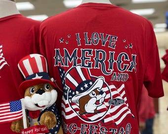 Buc-ee's 4th July Tshirt, America 250 years of Freedom, I Love America and Bucees Too, Red USA Tshirt, Adult, Youth, Child & Baby Sizes