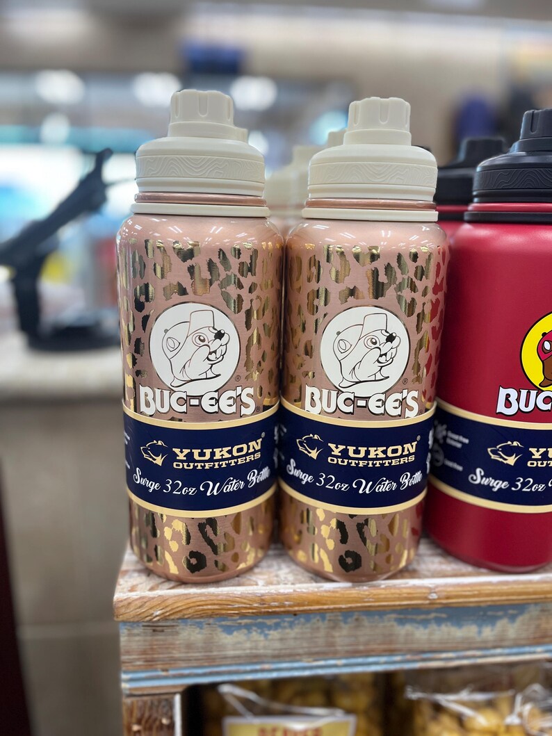 Buc-ees 32oz Water Bottle, Surge Water Bottle, Bucees Tumbler, Gold Leopard Print, Coffee Mug, Coffee Cup, Christmas Gift, Stocking Stuffers