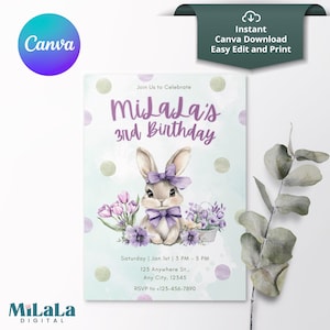 Minimalist Bunny Birthday Card Canva Template | Editable Digital Download | Some Bunny Special Card | Elegant Rabbit Line Art Printable