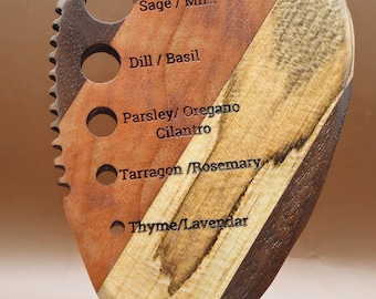 Hardwood Herb Stripper Tool – Maple, Cherry & Walnut – Handcrafted Kitchen Gadget