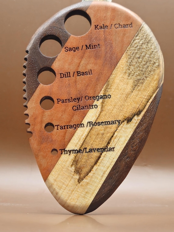 Hardwood Herb Stripper Tool – Maple, Cherry & Walnut – Handcrafted Kitchen Gadget