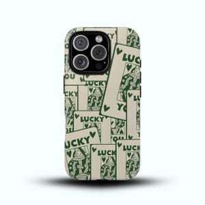 Capa de celular estilo retrô com estampa de cartas da sorte para iPhone 16, 15, 14, 13 Pro Max, Samsung Galaxy S25, S24, S23 Ultra, Google Pixel 9, 8, 7, 6 Pro