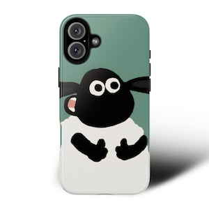 Custodia per telefono a forma di pecora carina / Cover con animali divertenti per iPhone 16, 15, 14, 13 Pro Max, Plus, Samsung Galaxy S25, S24, S23 Ultra, Pixel 9, 8, 7 Pro