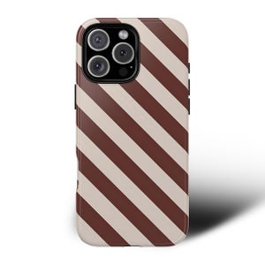 Brown Beige Stripe Phone Case: Minimalist iPhone, Galaxy, Pixel