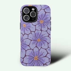 Purple Floral Phone Case: Violet Flower Design, Glossy or Matte Finish