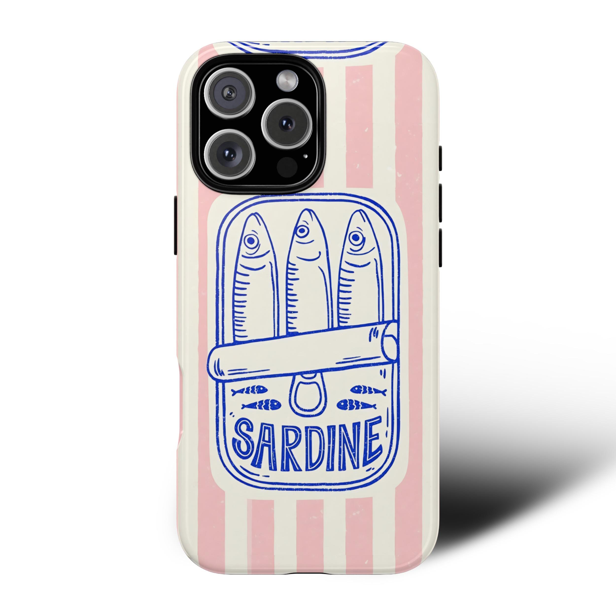 Retro Sardine Tin Phone Case, Italian Summer Moodboard Gift, iPhone 16 15 14 13  Pro Max, Samsung Galaxy S25 S24 S23 S22 Ultra pixel 9 8 Pro