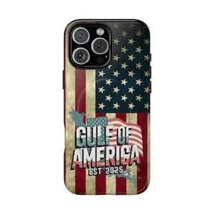 Golf von Amerika Karte Handyhülle | Robuste magnetische Abdeckung für iPhone 16, 15, 14 Pro Max, Pro, Plus USA Flagge, tolles Geschenk für Deutsche