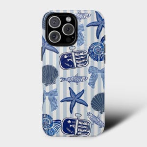 Nautical Fish iPhone Case | Blue Ocean Aesthetic Cover | iPhone 14 15 16 Pro Max Plus | Beach Lover Gift | MagSafe Compatible