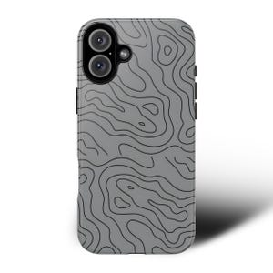 Coque de portable pour carte topographique, design minimaliste du relief pour iPhone 16 15 14 13 Pro Max, Plus, Samsung S25 S24 S23 Ultra, Pixel 9 8 7 Pro