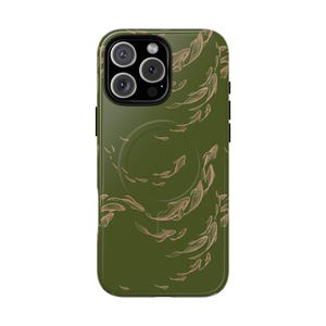 Olive Green Fish Phone Case: Elegant MagSafe iPhone Cover