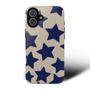 Capa de celular com estampa de estrela azul marinho, design estético estrelado para iPhone 16, 15, 14, 13 Pro Max, Plus, Samsung S25, S24, S23, S22, Ultra, Pixel 9, 8, 7 Pro